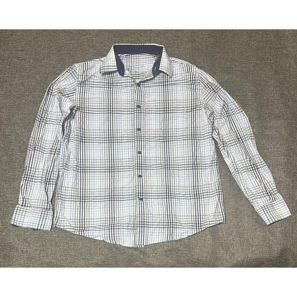Tasso Elba Men's M 15-15 1/2 Plaid‎ Long Sleeve Shirt